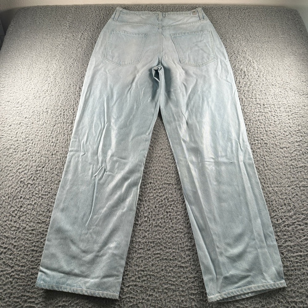 VIAVIA Jeans Womens 26 Straight Leg Light Blue Waxed High Rise Stretch USA - Picture 14 of 15